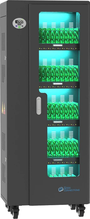 Good Connections Antares Pro T50C, Mobiler Ladeschrank mit UV-C-Desinfektion, schwarz, für Tablets, 50 Geräte bis 11"
