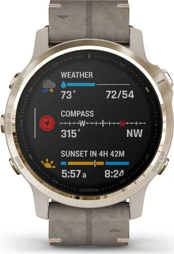Garmin Fenix 6S Sapphire light gold/shale grey leather