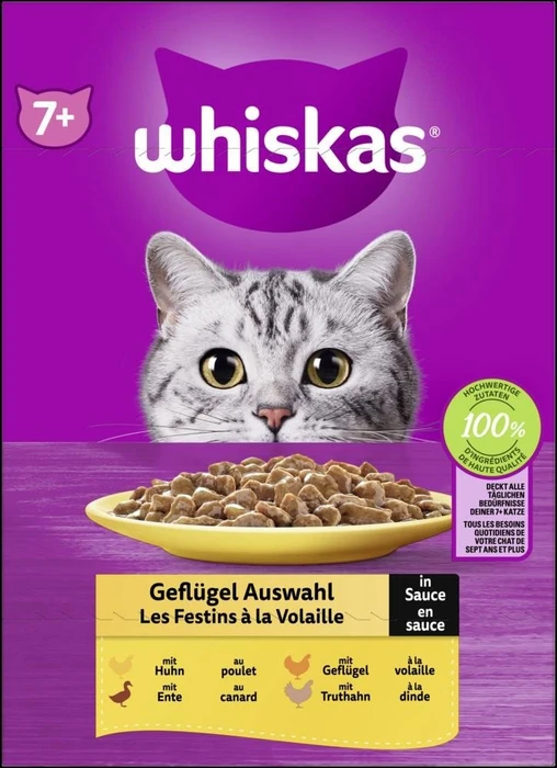 Whiskas 7+ Geflügel Auswahl in Sauce Multipack, 1.02kg (12x 85g)