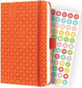 Sigel Jolie Wochenkalender 2024, A6, Hardcover, orange, 87 Blatt