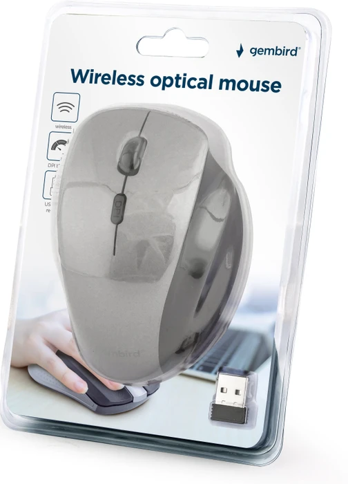Gembird Wireless Optical Mouse 6B-02 schwarz/grau, USB