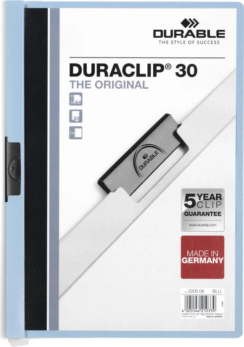 Durable Duraclip 30 Klemmmappe, A4, blau/transparent