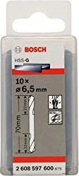 Bosch Professional HSS-G Doppelendbohrer, 6.5x22x70mm, 10 Stück