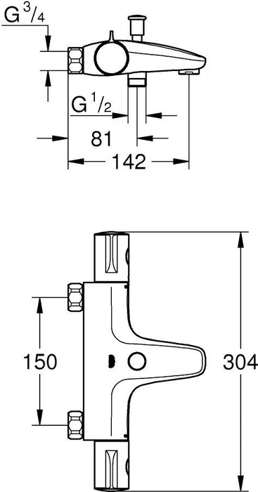 Grohe Grohtherm 800 Thermostat-Wannenbatterie 1/2" chrom