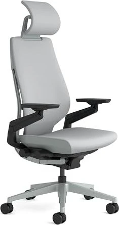 Steelcase Gesture Bürostuhl mit Armlehnen und Kopfstütze, grau