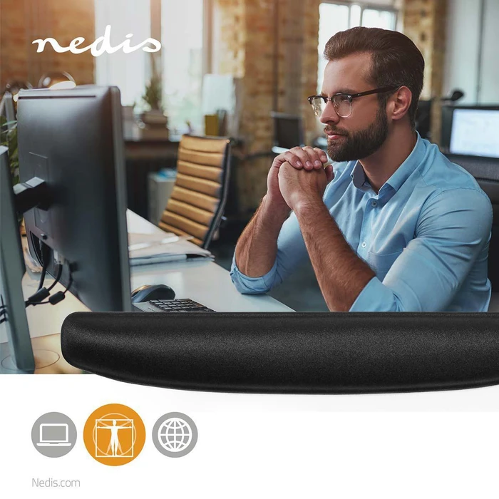 Nedis Ergonomische Gel Tastatur-Handgelenkauflage, schwarz