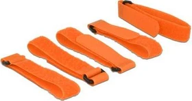 DeLOCK Klett-Kabelbinder mit Schlaufe, 20mm, 300mm, orange, 5 Stück