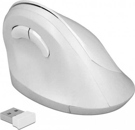 DeLOCK Ergonomische USB Maus vertikal weiß, kabellos, USB
