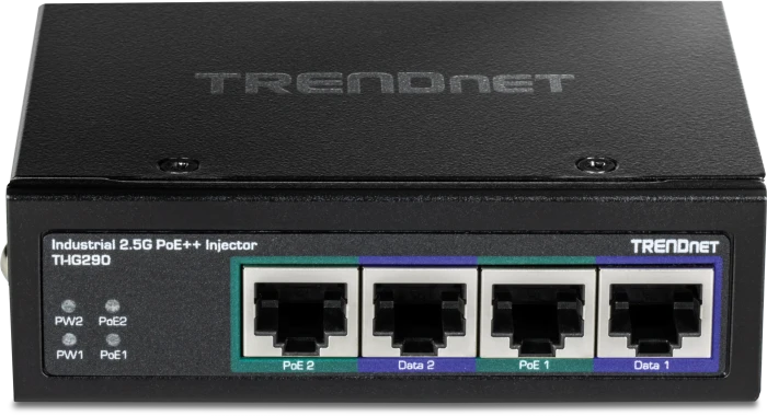 TRENDnet Industrial Railmount 2.5G PoE-Injektor, 4x RJ-45, 180W PoE++