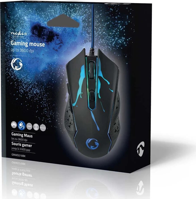 Nedis Gaming Mouse 3600dpi, schwarz, USB