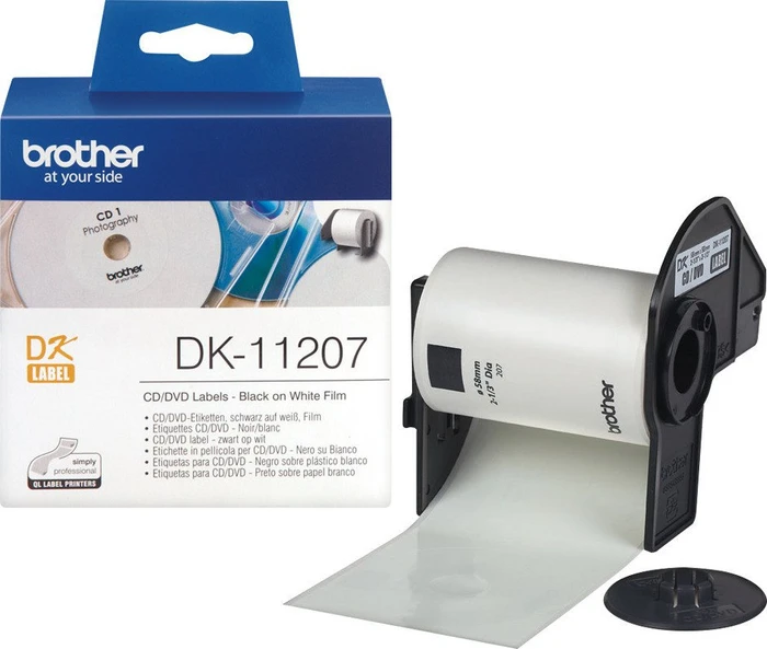 Brother Endlosetiketten DK-11207 rund, 58mm, weiß, 1er-Pack (100 Etiketten)