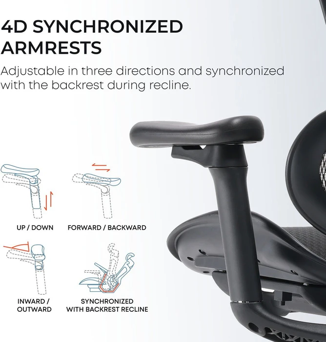 Sihoo Doro C300L Ergonomischer Bürostuhl mit Fußstütze, schwarz