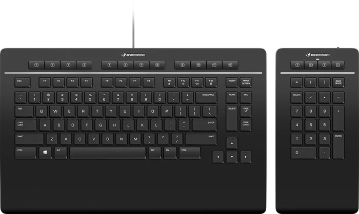 3Dconnexion Keyboard Pro with Numpad, USB/Bluetooth, US