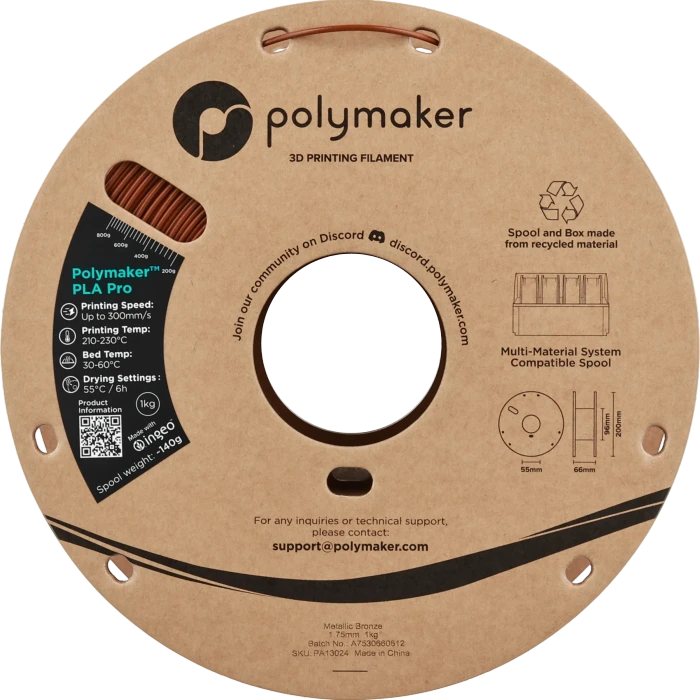 Polymaker PLA, Metallic Bronze, Spule, 1.75mm, 1.00kg