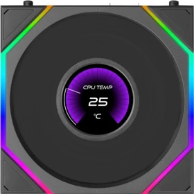 Lian Li Uni Fan TL LCD FLEX ARGB Reverse, schwarz, LED-Steuerung, Fernbedienung, 120mm, 3er-Pack