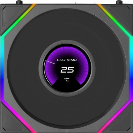 Lian Li Uni Fan TL LCD FLEX ARGB Reverse, schwarz, LED-Steuerung, Fernbedienung, 120mm, 3er-Pack