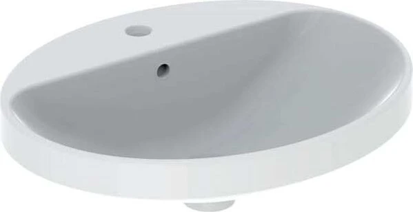 Geberit VariForm Einbauwaschtisch 55x45cm, mit Hahnloch, Überlauf, oval, weiß