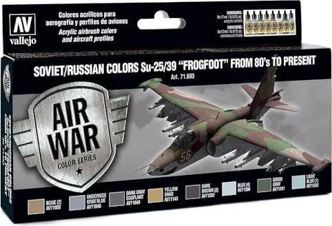 Vallejo Model Air Air War Color Series Soviet/Russian Colors Su-25/39 Frogfoot from 80's to Present Farbset, 8-tlg.