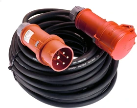 as-Schwabe Gummi CEE Verlängerungskabel 400V 16A IP44 H07RN-F 5G2.5 mit Phasenwendestecker, schwarz, 50m