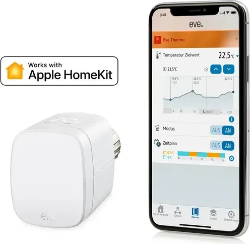 Eve Thermo 2020 (4. Generation/Apple Home) Heizkörperthermostat, Heizungssteuerung, 6er-Pack