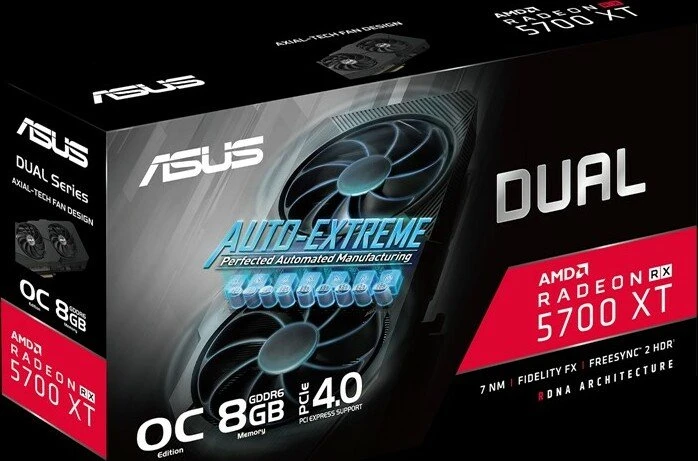 ASUS Dual Radeon RX 5700 XT OC EVO, DUAL-RX5700XT-O8G-EVO, 8GB GDDR6, HDMI, 3x DP