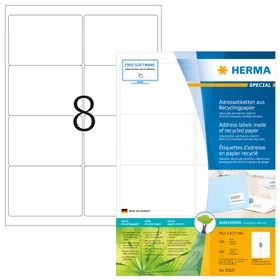 Herma Etiketten Recycling, 99.1x67.7mm, weiß, matt, 100 Blatt (800 Etiketten)