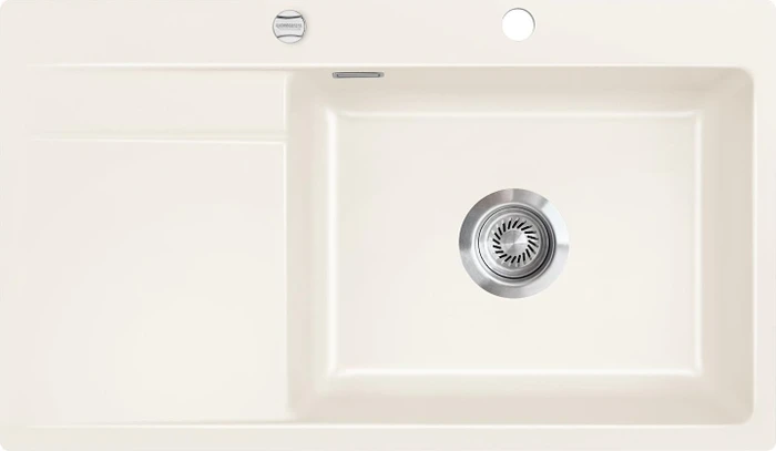 systemceram Stema 86 SL F Einbau Becken rechts mit Ablauffernbedienung magnolie