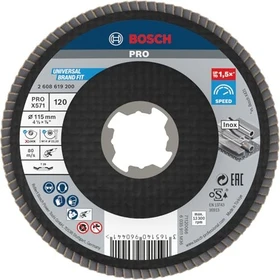 Bosch Professional X-LOCK X571 Best for Metal Fächerschleifscheibe gewinkelt K120, 115x22.23mm, 1 Stück