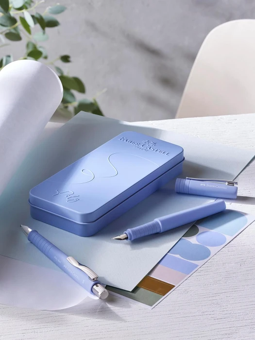 Faber-Castell Poly Ball/Pen Füllfeder und Kugelschreiber Geschenk-Set, pale iris, im Metall-Etui, 2 Stück