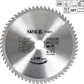 Yato YT-6072 HM Kreissägeblatt 60Z, 250x2.2x30mm, 1 Stück