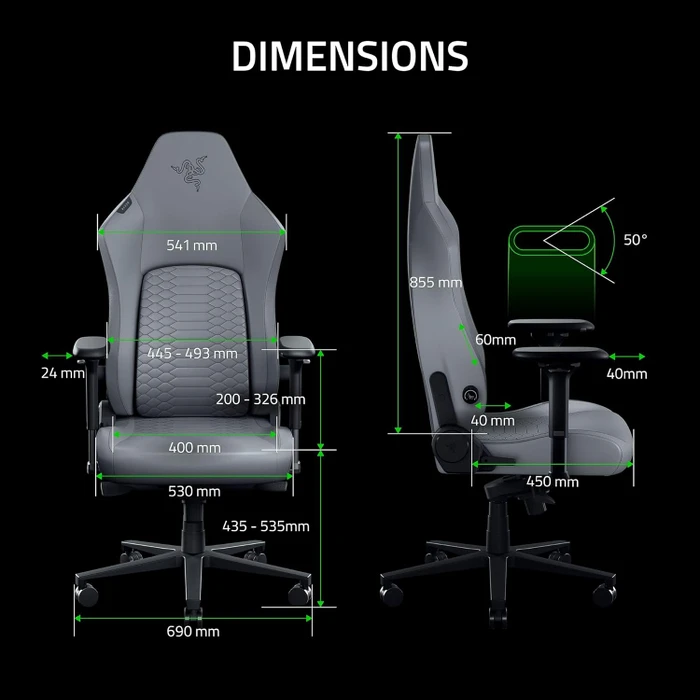 Razer Iskur V2 NewGen Gamingstuhl, grau