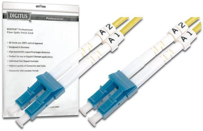 Digitus LWL Duplex Kabel, OS2, 2x LC Stecker/2x LC Stecker, 2m, gelb