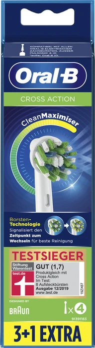 Oral-B CrossAction CleanMaximiser 3+1 Ersatzbürste weiß, 4 Stück