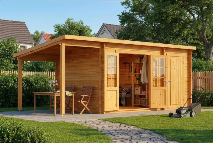 Alpholz Maria 430x230cm Gartenhaus inkl. Anbau imprägniert