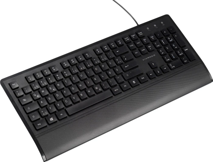 Vivanco IT-KB USB M Multimedia Tastatur mit Handballenauflage, schwarz, USB, DE