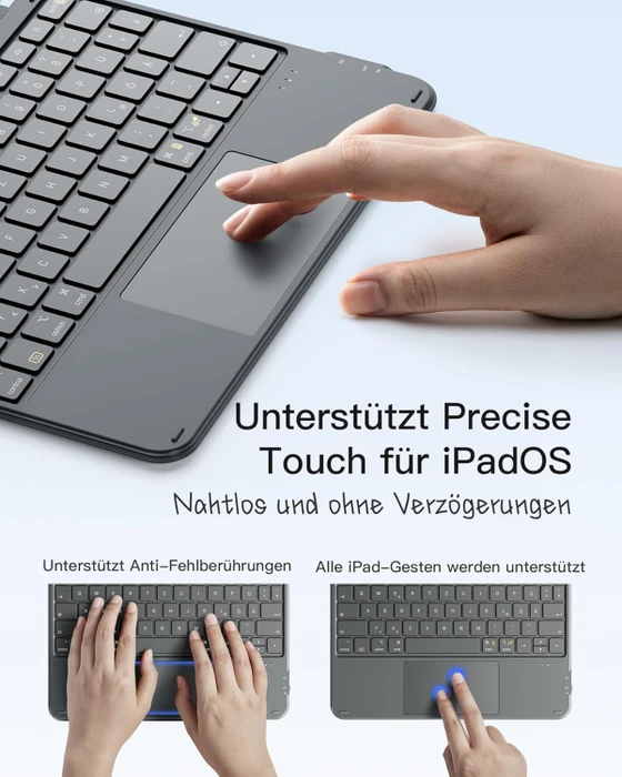 Inateck ACE Touch Ultraleicht Tastatur für iPad Pro 11" (M4), grau, DE