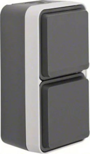 Berker W.1 Steckdose SCHUKO 2-fach senkrecht mit Klappdeckel, grau/lichtgrau