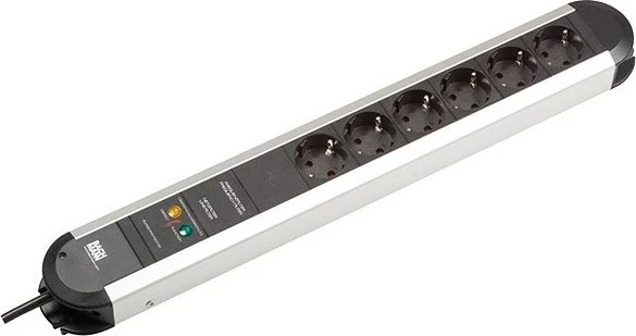 Bachmann Primo, 6-fach, Überspannungsschutz, Netzfilter, 1.7m, schwarz/silber