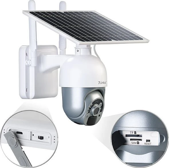 7links LTE Pan Tilt IPC-710.lte Überwachungskamera mit Solarpanel, grau