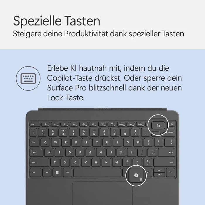 Microsoft Surface Pro 12" Keyboard mit Copilot-Taste, Schiefer, DE