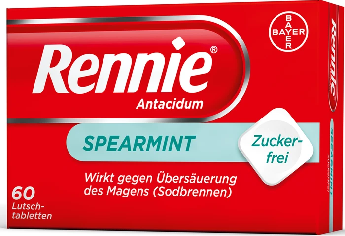 Bayer Rennie Antacidum Spearmint Lutschtabletten, 60 Stück