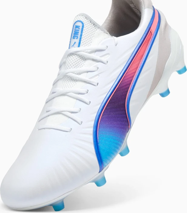 Puma King Ultimate FG/AG puma white/bluemazing/flat light gray/sunset glow