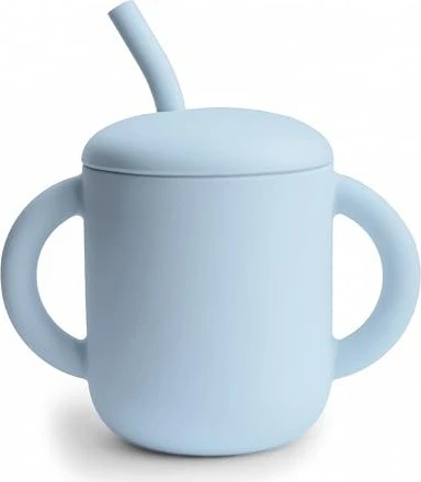 Mushie Silikon Trinklernbecher mit Strohhalm, 175ml