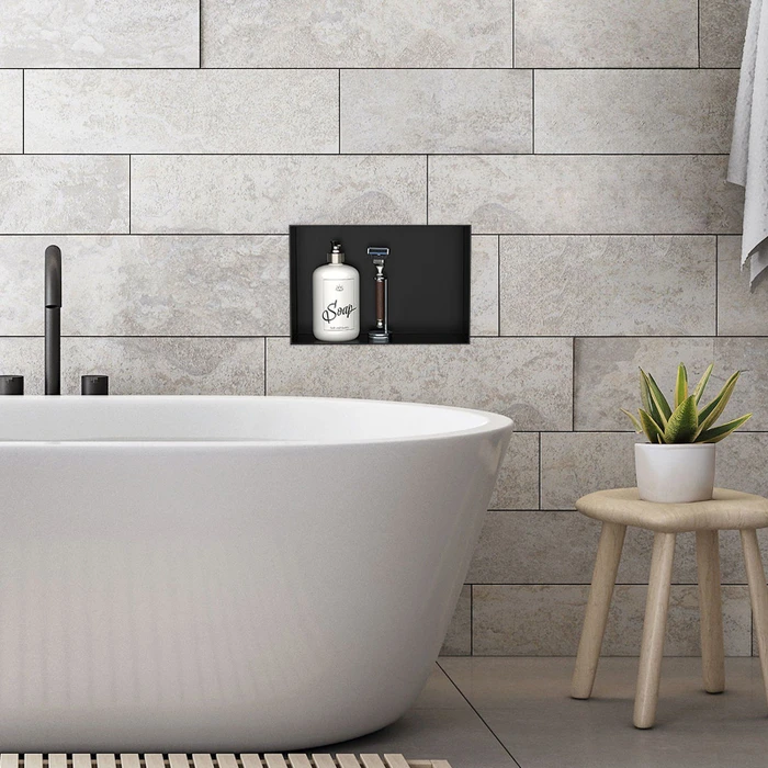 LuxeBath Duschnische 20x30cm Unterputz edelstahl schwarz