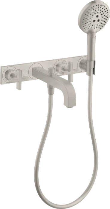 Hansgrohe Axor Citterio 3-Loch Wannenkombination mit Kreuzgriffen und Platte edelstahloptik