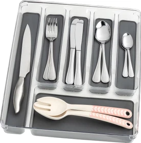 Wenko Kunststoff Besteckeinsatz 6 Fächer grau/transparent