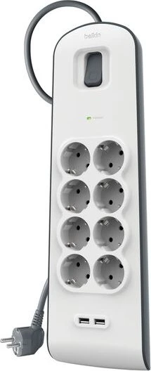 Belkin SurgePlus Überspannungsschutz v2, 8-fach, mit USB, 2m