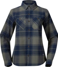 Bergans Nordmarka Flannel Hemd langarm green mud/navy blue check (Damen)