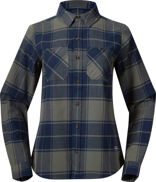 Bergans Nordmarka Flannel Hemd langarm green mud/navy blue check (Damen)