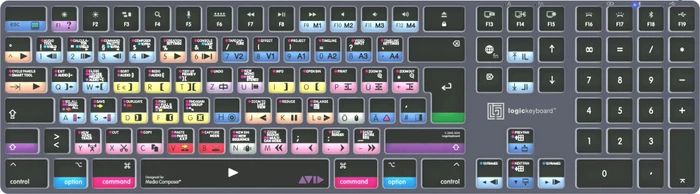 LogicKeyboard Titan Wireless Avid Media Composer "Classic" Mac, Titanium Gray, LEDs weiß, USB/Bluetooth, DE